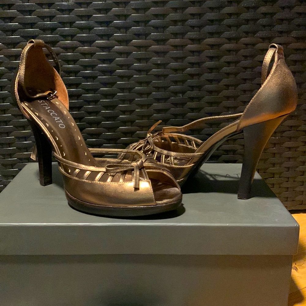 Staccato Pirate Bronze Heeled Sandals Sz 38